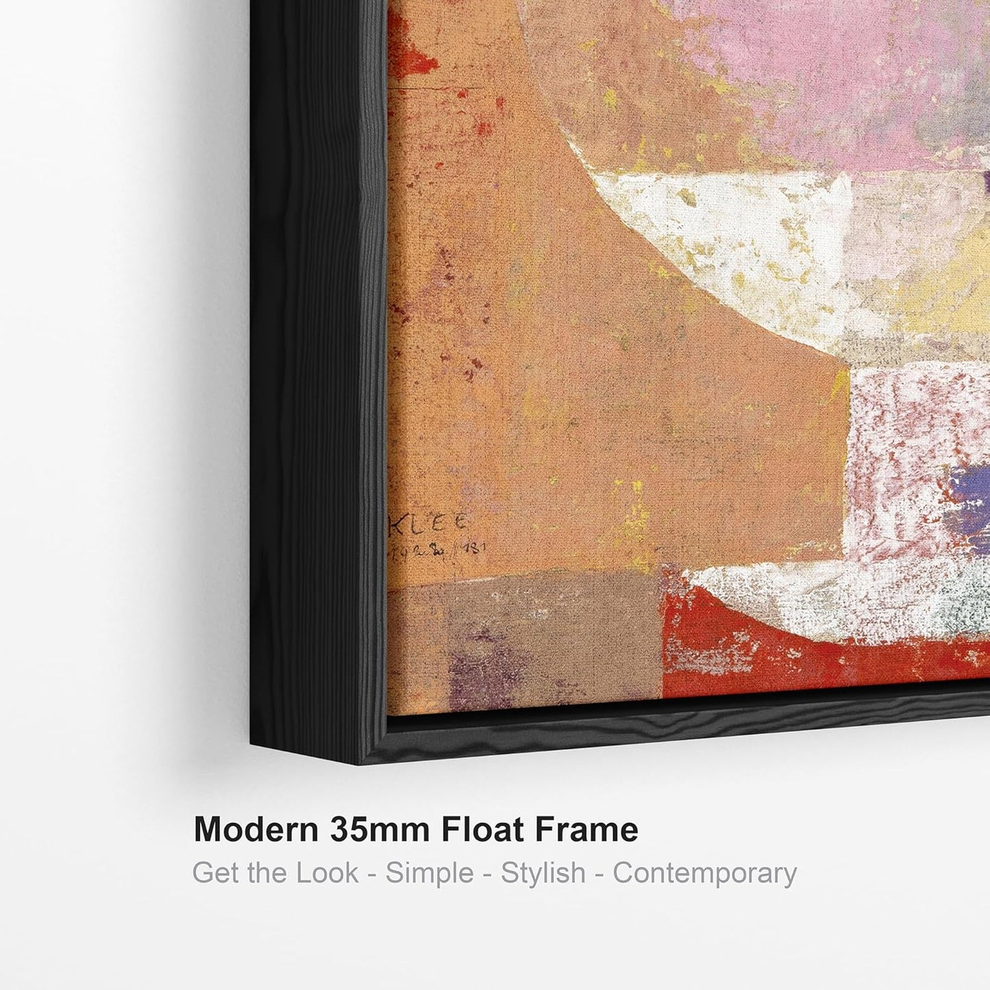 Burnt Orange Abstract Wall Art for Living Room - Paul Klee Framed Canvas - FFs2128 - XL - 100x100cm