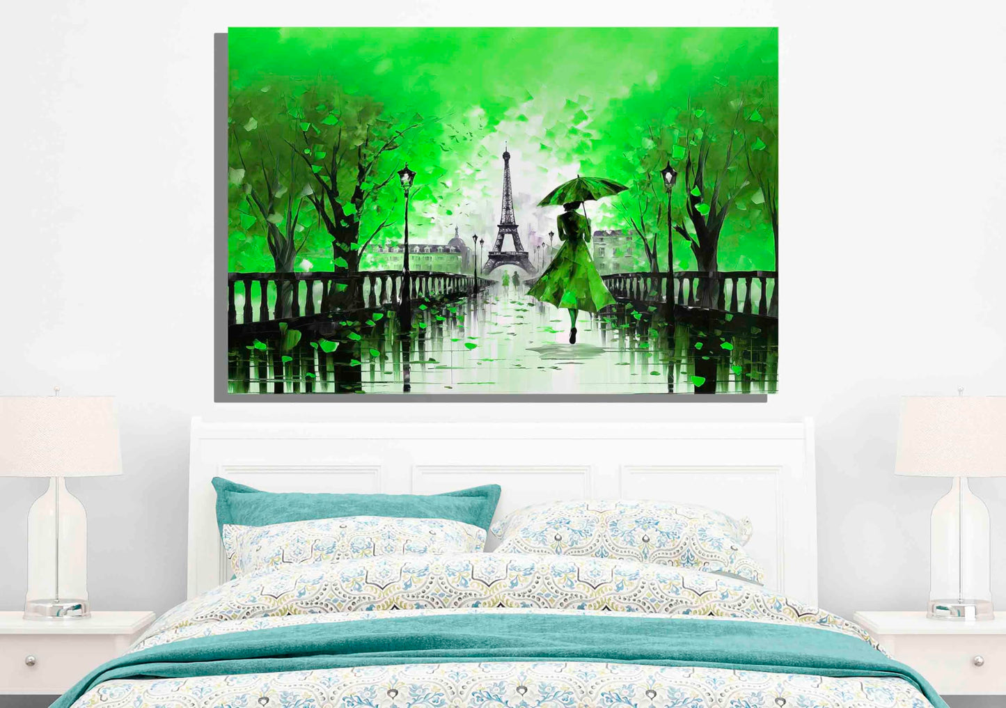 Calm Of The Rain in Paris Orange Large Abstract Canvas Wall Pictures