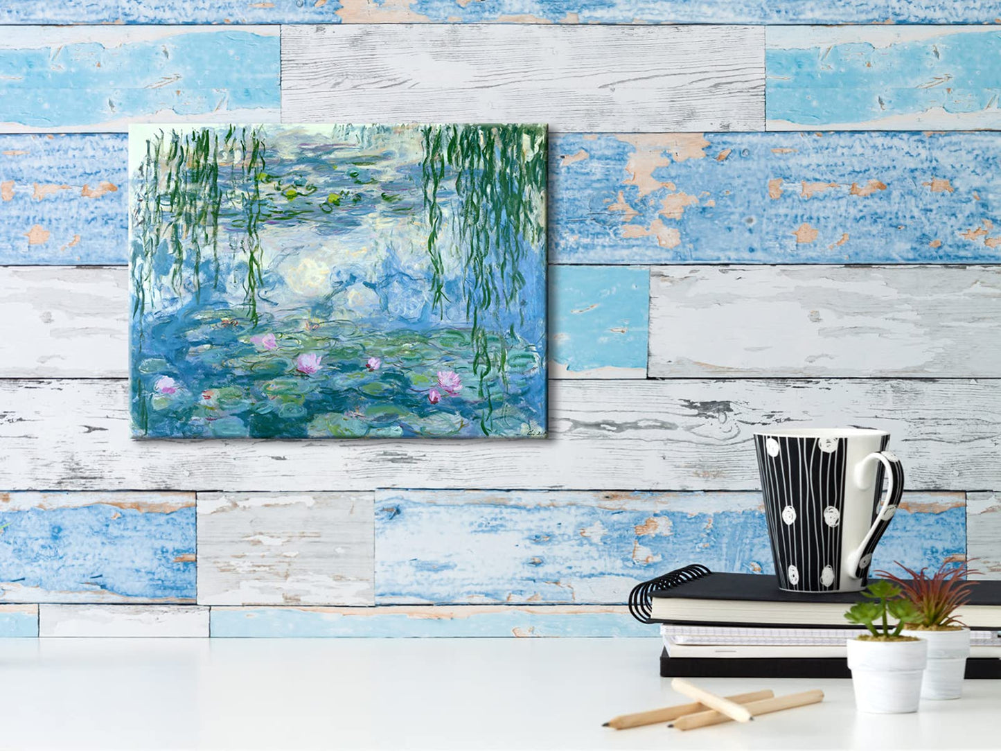 Wieco Art - Water Lilies by Claude Monet Oil Paintings Flowers Reproduction Giclee Canvas Prints Modern Landscape Artwork Picture Printed on Canvas Wall Art for Home Office Decorations
