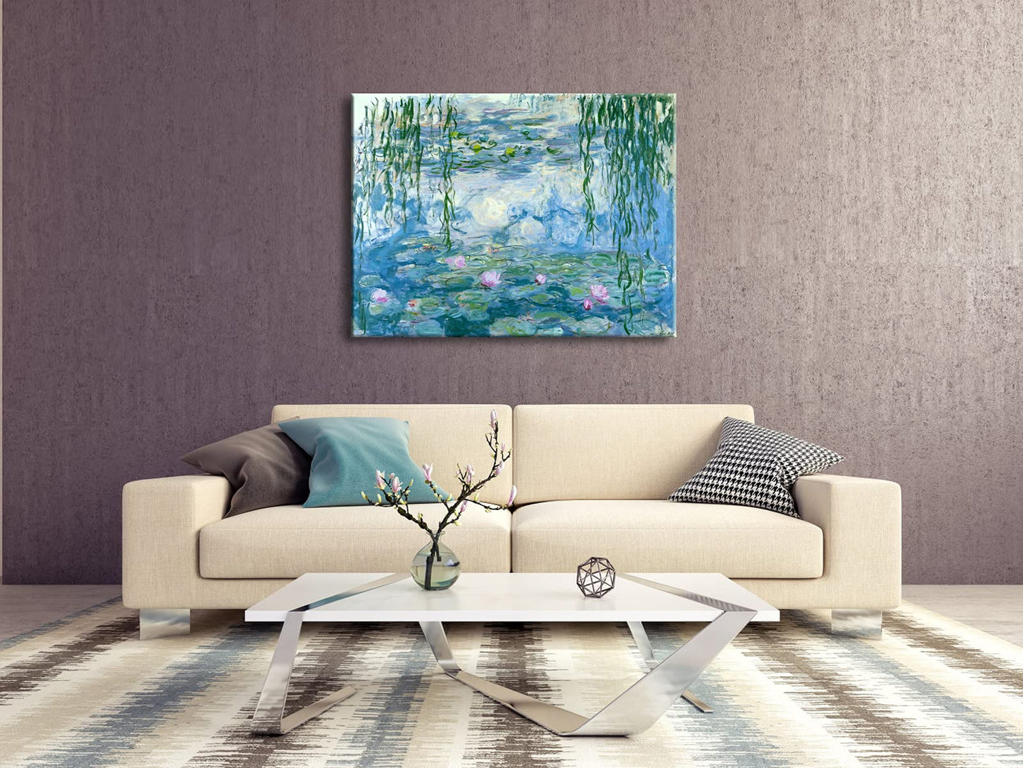 Wieco Art - Water Lilies by Claude Monet Oil Paintings Flowers Reproduction Giclee Canvas Prints Modern Landscape Artwork Picture Printed on Canvas Wall Art for Home Office Decorations