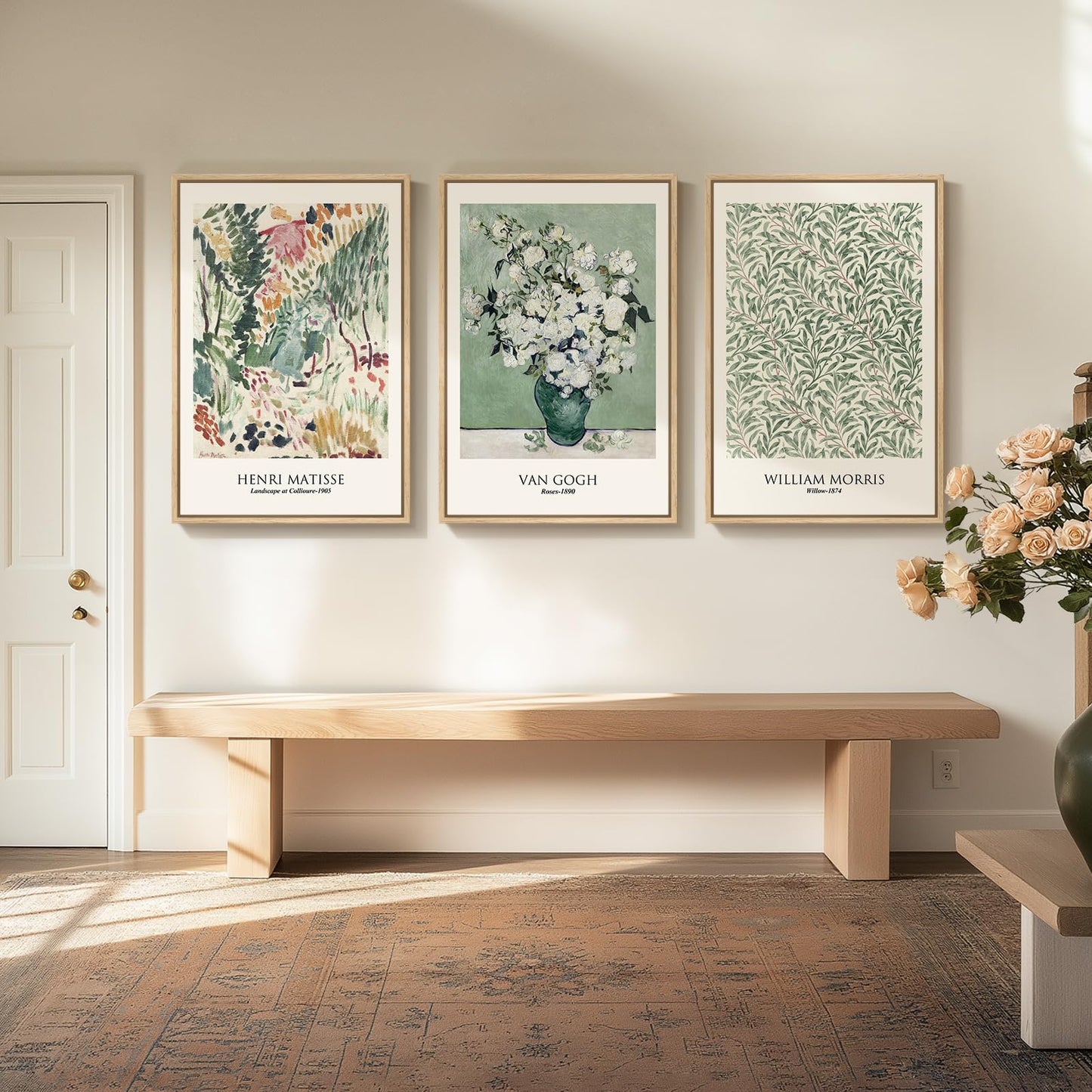 Framed Claude Monet Wall Art for Living Room, 3 Piece Extra Large Monet Canvas Wall Art, Impression Sunrise Artwork for Walls, Mid Century Pictures Prints for Bedroom Hallway Home Office Wall Decor