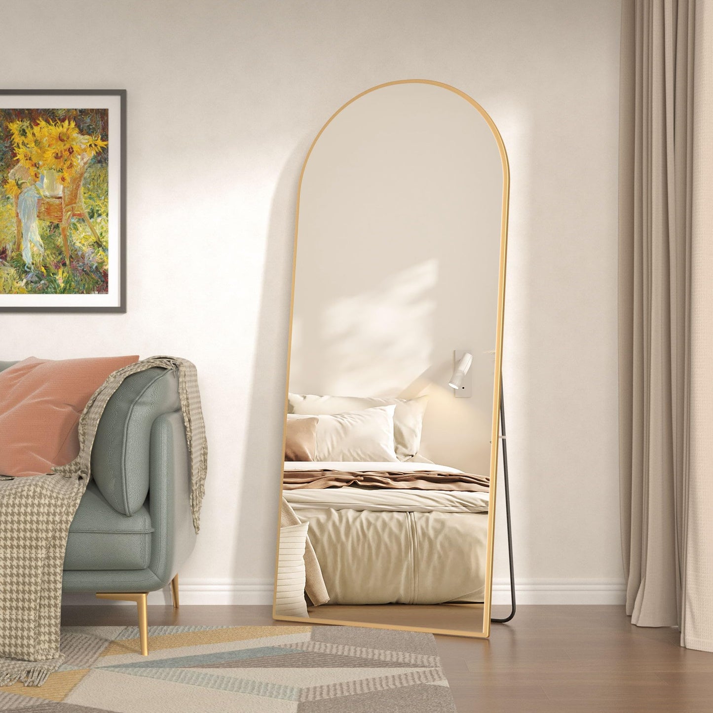 CASSILANDO Full Length Mirror165X60cm Arched Mirror, Black Floor Mirror with Standing Full Body Mirrors Hanging or Leaning Against Wall, for Cloakroom, Bedroom, Livingroom (Black)