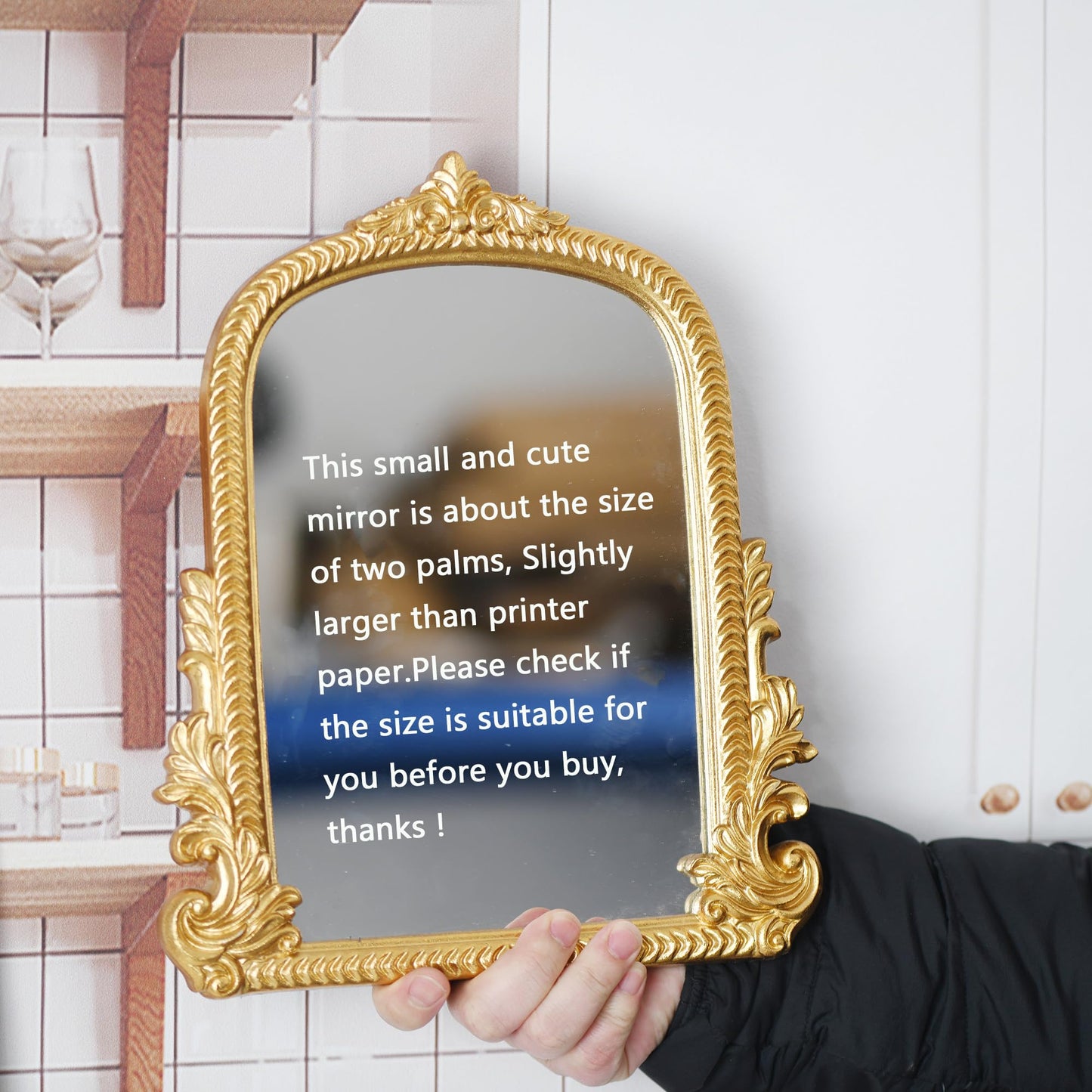 Gold Arched Mirror (40 x 50 CM) Ornate Baroque Arch Wall Mirror-for Living Rooms, Hallways, Fireplaces, Bathrooms, Entryways