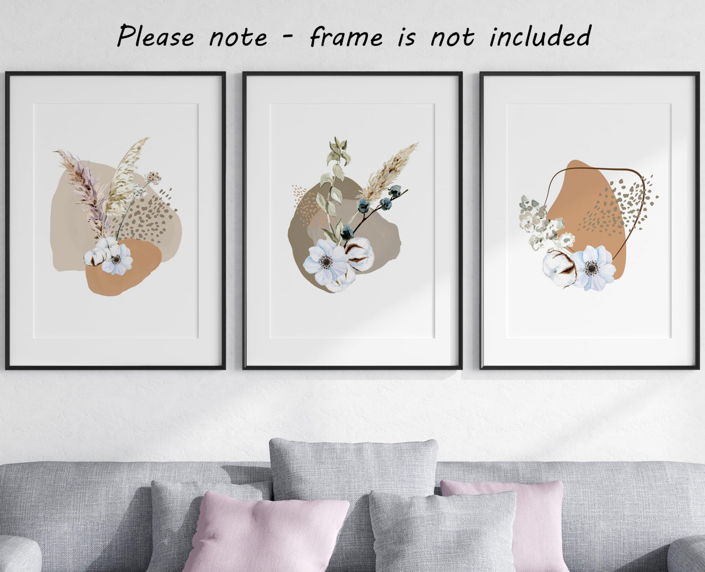 Eviepops Prints Dandelion Quote Wall Art Set of 3 Unframed Prints, Plant Decor, Living Room Bedroom Poster Home Decor, Every Dream Begins with a Wish (A4)