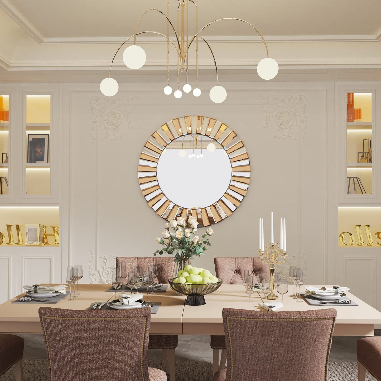 Hallway Art Wall Mirror Decorative: Round Golden and Silver Hung Mirrors 60cm 80cm