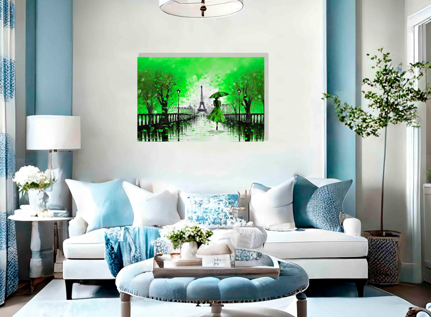 Calm Of The Rain in Paris Orange Large Abstract Canvas Wall Pictures
