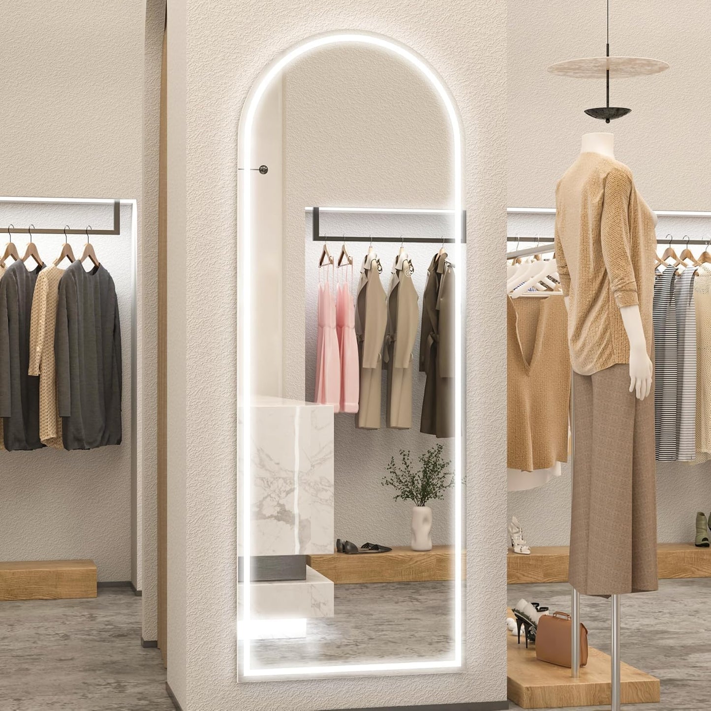 CASSILANDO Full Length Mirror165X60cm Arched Mirror, Black Floor Mirror with Standing Full Body Mirrors Hanging or Leaning Against Wall, for Cloakroom, Bedroom, Livingroom (Black)