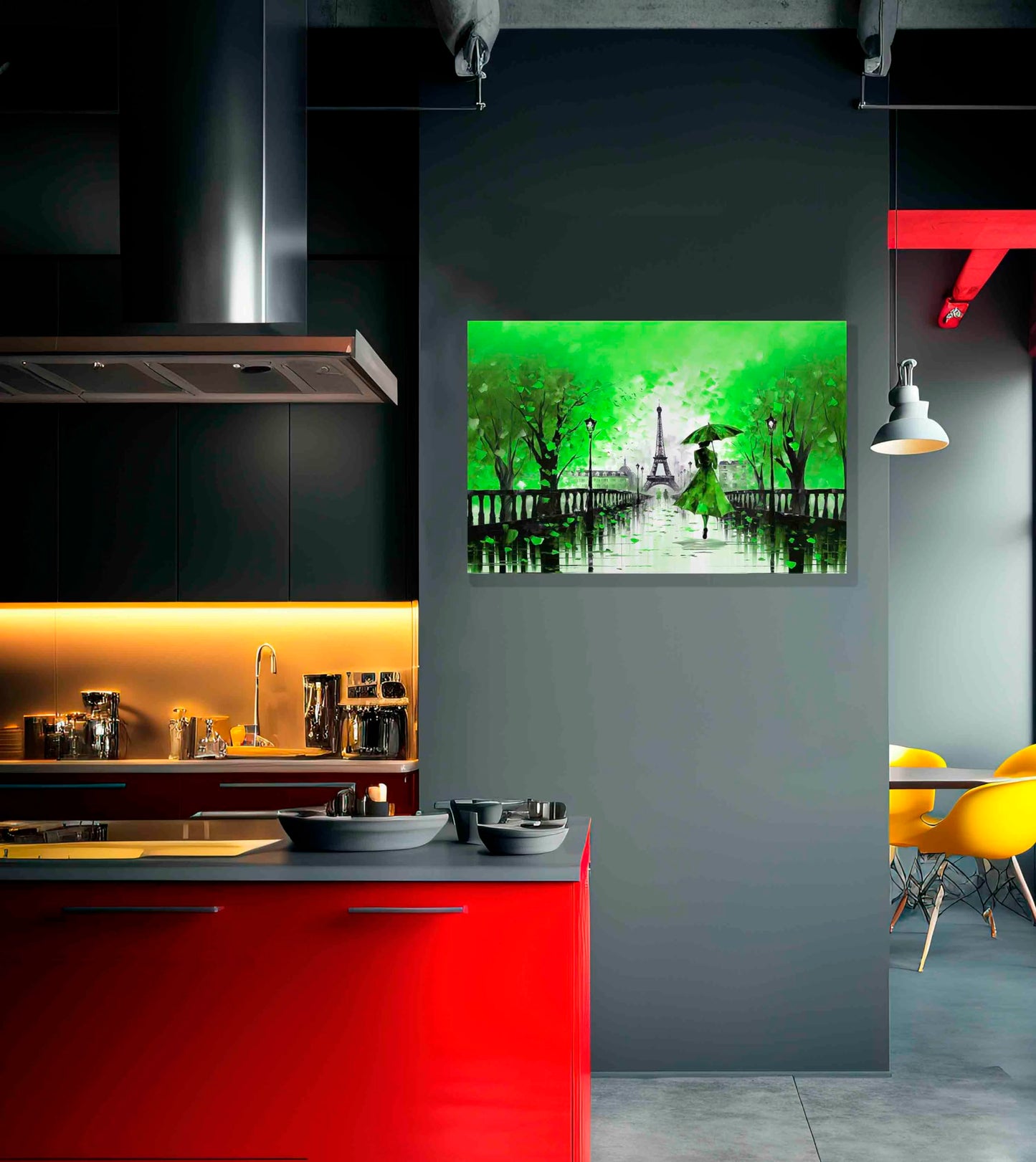 Calm Of The Rain in Paris Orange Large Abstract Canvas Wall Pictures