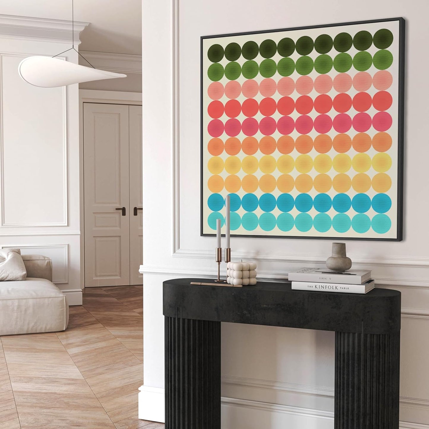 Large Modern Colourful Wall Art - Abstract Framed Canvas - FFs2111 - XL - 100x100cm