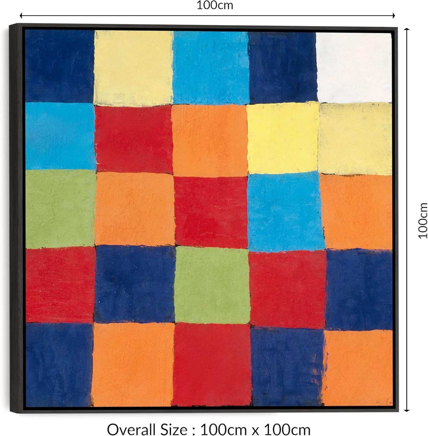 Large Colourful Abstract Framed Canvas - Paul Klee Wall Art - FFs2123 - XL - 100x100cm
