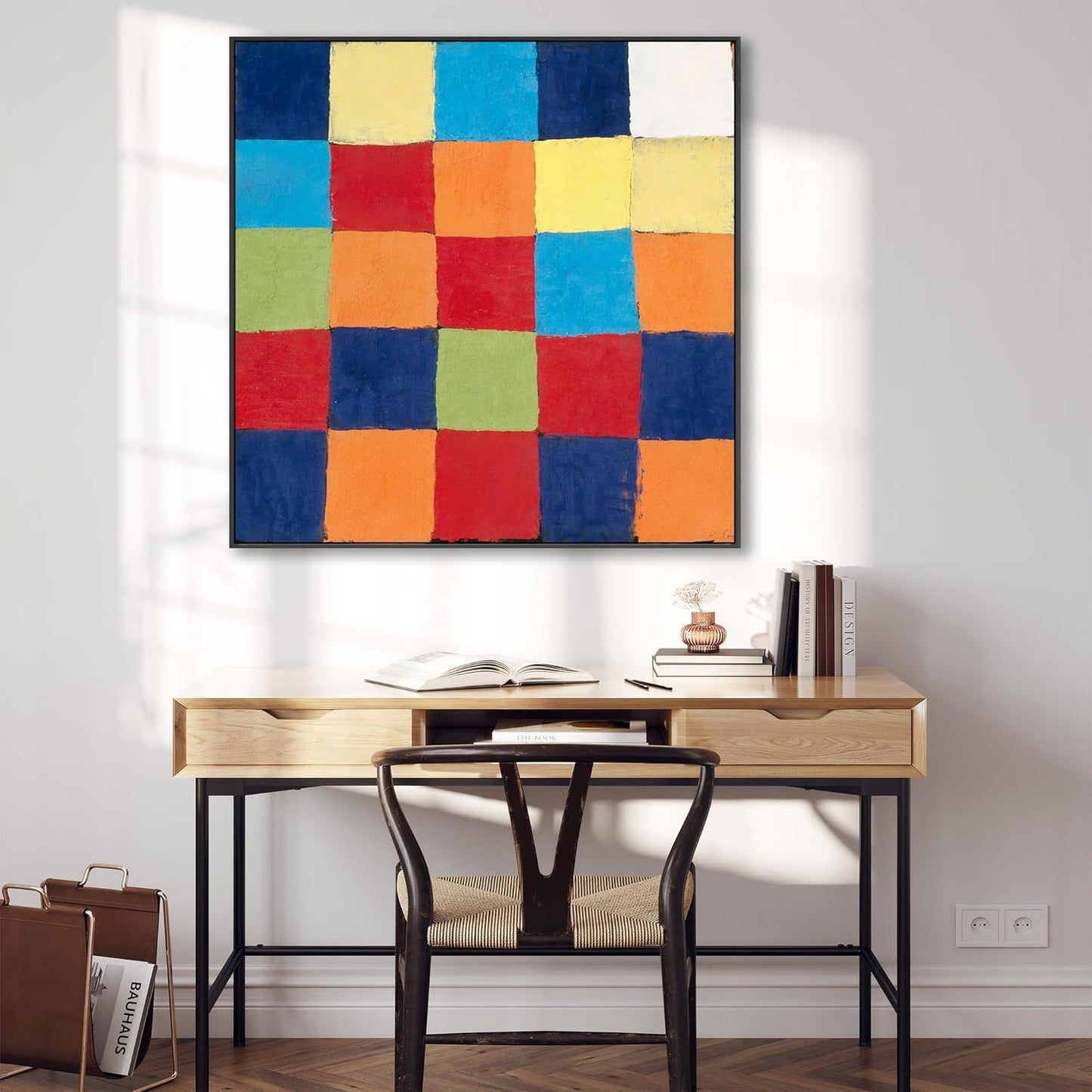 Large Colourful Abstract Framed Canvas - Paul Klee Wall Art - FFs2123 - XL - 100x100cm