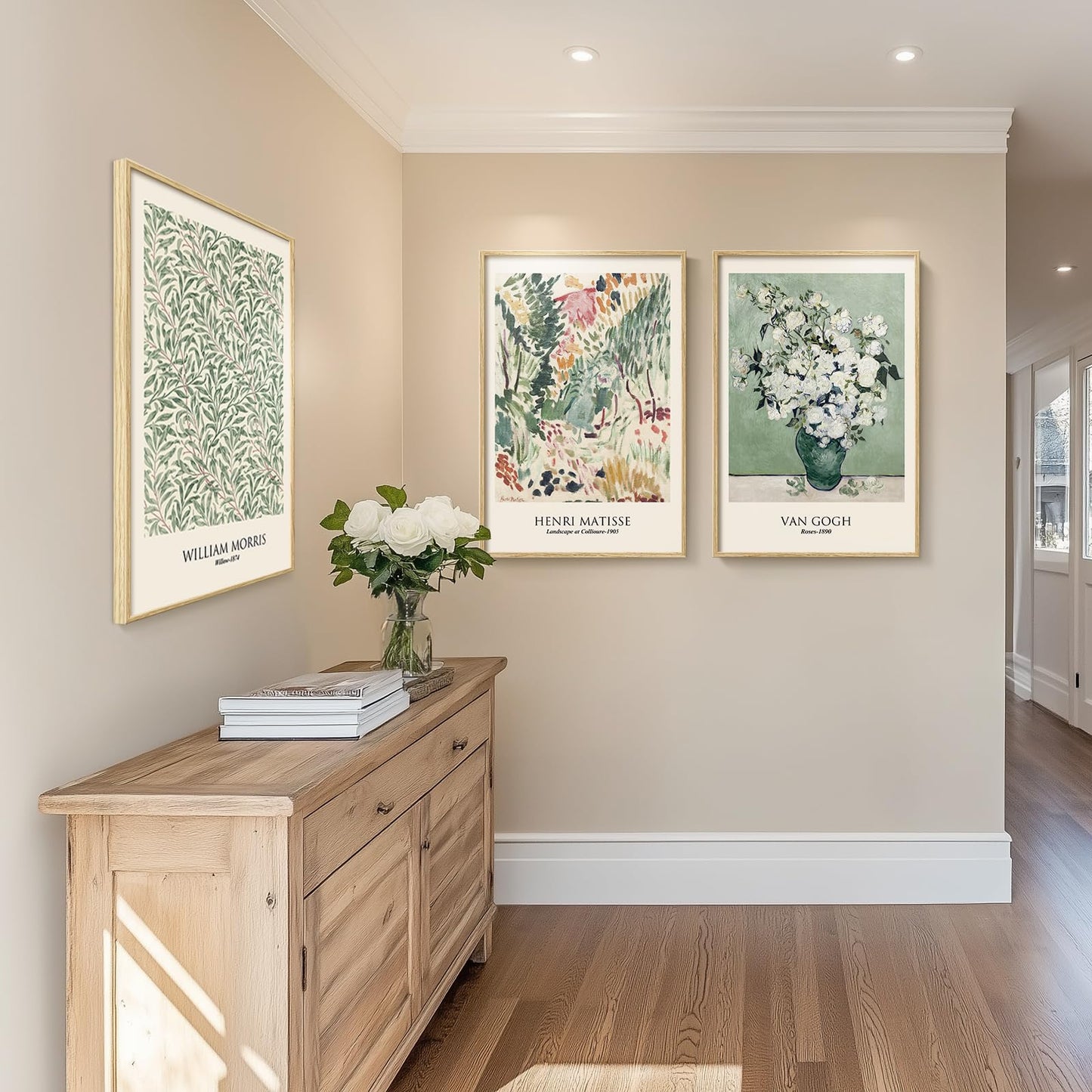 Framed Claude Monet Wall Art for Living Room, 3 Piece Extra Large Monet Canvas Wall Art, Impression Sunrise Artwork for Walls, Mid Century Pictures Prints for Bedroom Hallway Home Office Wall Decor