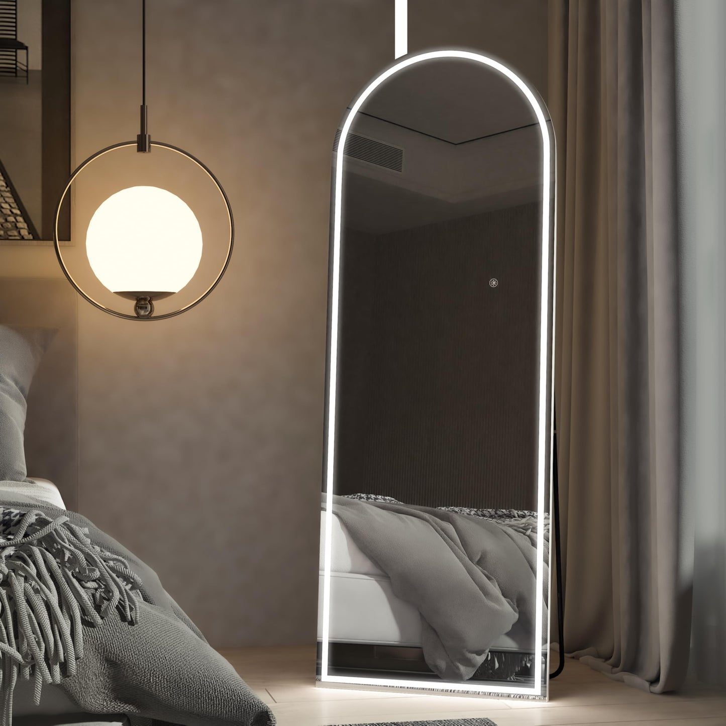 CASSILANDO Full Length Mirror165X60cm Arched Mirror, Black Floor Mirror with Standing Full Body Mirrors Hanging or Leaning Against Wall, for Cloakroom, Bedroom, Livingroom (Black)