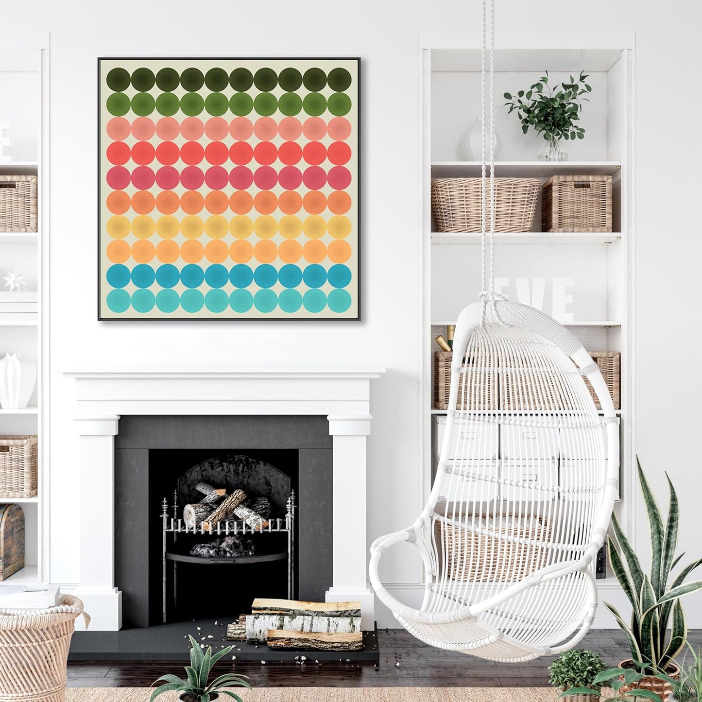 Large Modern Colourful Wall Art - Abstract Framed Canvas - FFs2111 - XL - 100x100cm