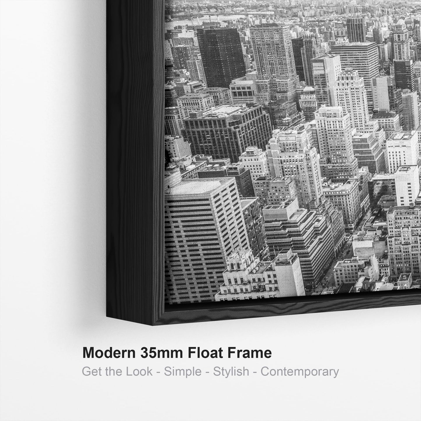 New York Skyline Framed Canvas Wall Art - Black White Picture - FF2104 - XXL - 123cm x 82cm
