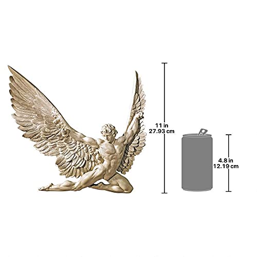 Design Toscano NG33636 Icarus Winged Man Wall Sculpture, Polyresin, Ancient Ivory, Living Room, 28 cm