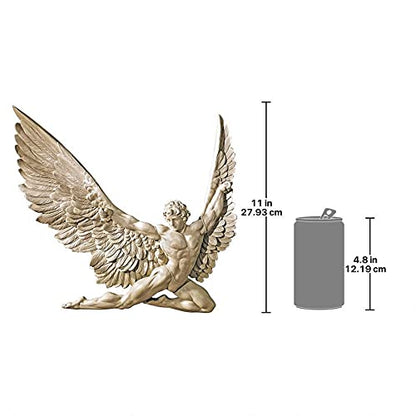 Design Toscano NG33636 Icarus Winged Man Wall Sculpture, Polyresin, Ancient Ivory, Living Room, 28 cm