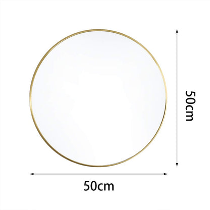 Warmiehomy Round Bathroom Mirror Wall Mounted Makeup Mirror with Frame for Bathroom Dressing Living Room Bedroom (Φ60cm, Gold)