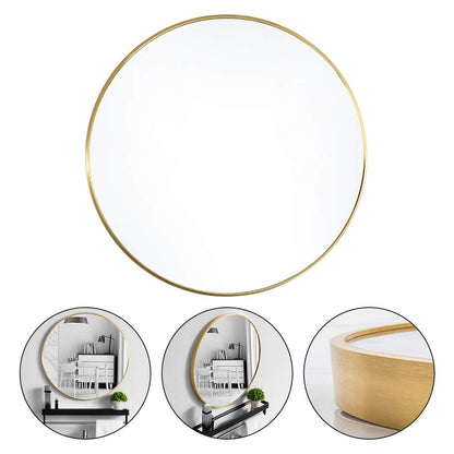 Warmiehomy Round Bathroom Mirror Wall Mounted Makeup Mirror with Frame for Bathroom Dressing Living Room Bedroom (Φ60cm, Gold)
