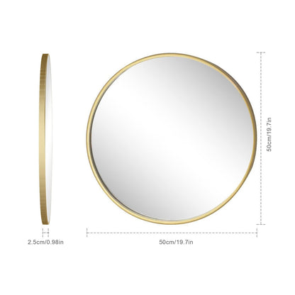 Holdfiturn 50cm Round Mirror,Large Modern Gold Copper Brushed Frame Wall Mirror,Metal Framed HD Glass Wall Mirror circle mirror for Makeup Bathroom Living Room Bedroom