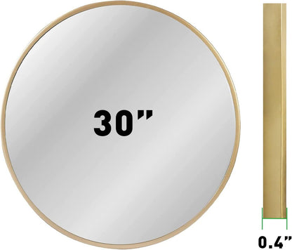 ZENIDA Round Mirror for Wall, 80x80 cm Metal Framed Circle, Large Bathroom, Gold for Living Room, Bedroom, Entryway Decor