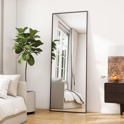Koonmi 76x171 cm Mirror Full Length - Minimalist Modern Full Body Floor Length Mirror - Standing, Hanging, Leaning for Living Room, Black