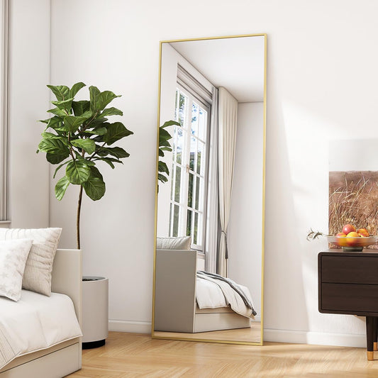 Koonmi 76x171 cm Mirror Full Length - Minimalist Modern Full Body Floor Length Mirror - Standing, Hanging, Leaning for Living Room, Black