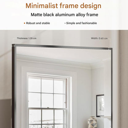 Koonmi 76x171 cm Mirror Full Length - Minimalist Modern Full Body Floor Length Mirror - Standing, Hanging, Leaning for Living Room, Black