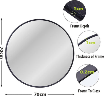 zenmag Round Mirror, 60x60 cm Metal Framed, Large Bathroom, Circle Hanging, Gold Wall for Living Room, Bedroom, Entryway Decor