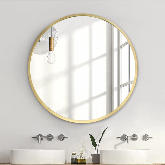 zenmag Round Mirror, 60x60 cm Metal Framed, Large Bathroom, Circle Hanging, Gold Wall for Living Room, Bedroom, Entryway Decor