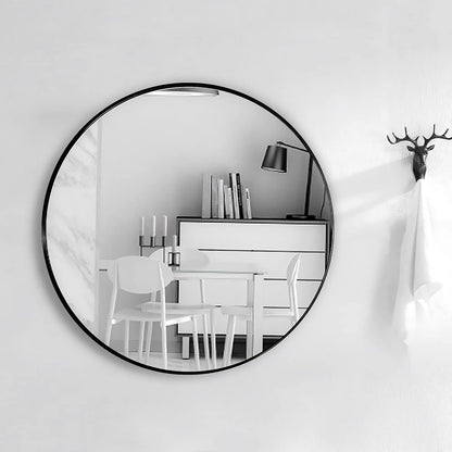 Warmiehomy Round Bathroom Mirror Wall Mounted Makeup Mirror with Frame for Bathroom Dressing Living Room Bedroom (Φ60cm, Gold)