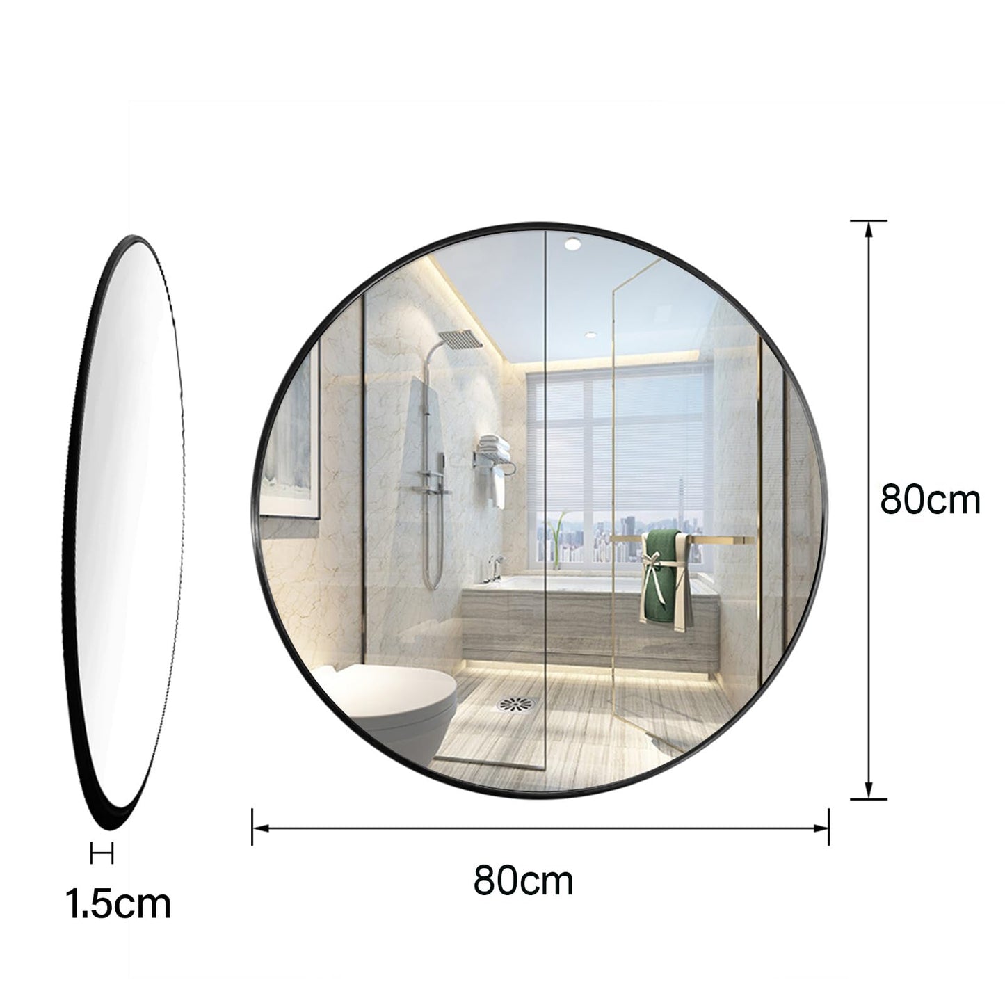 Warmiehomy Round Bathroom Mirror Wall Mounted Makeup Mirror with Frame for Bathroom Dressing Living Room Bedroom (Φ60cm, Gold)