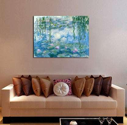 Wieco Art - Water Lilies by Claude Monet Oil Paintings Flowers Reproduction Giclee Canvas Prints Modern Landscape Artwork Picture Printed on Canvas Wall Art for Home Office Decorations