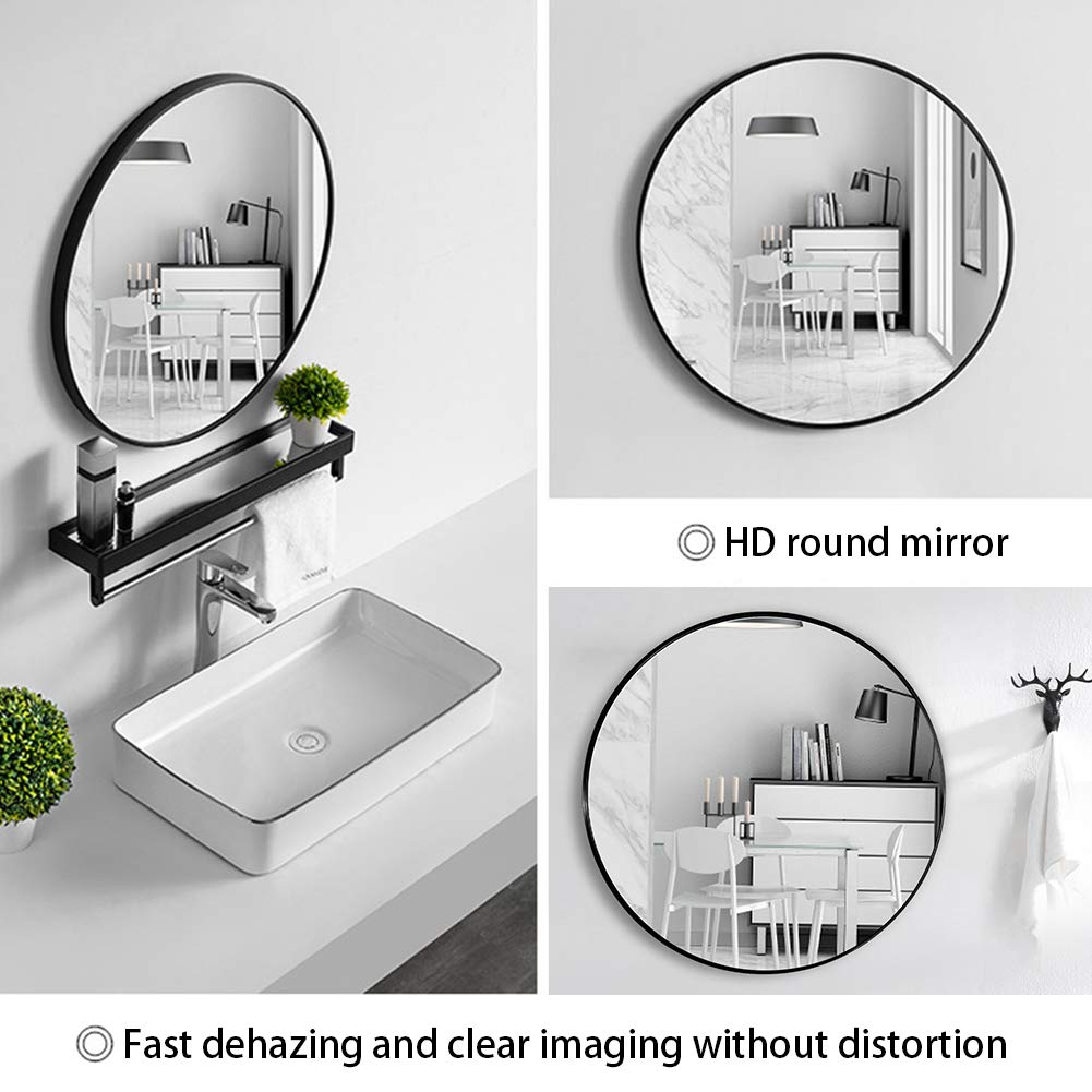 Warmiehomy Round Bathroom Mirror Wall Mounted Makeup Mirror with Frame for Bathroom Dressing Living Room Bedroom (Φ60cm, Gold)