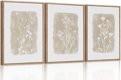 Framed Canvas Wall Art Prints, Set of 3 Mid Century Modern Wall Decor