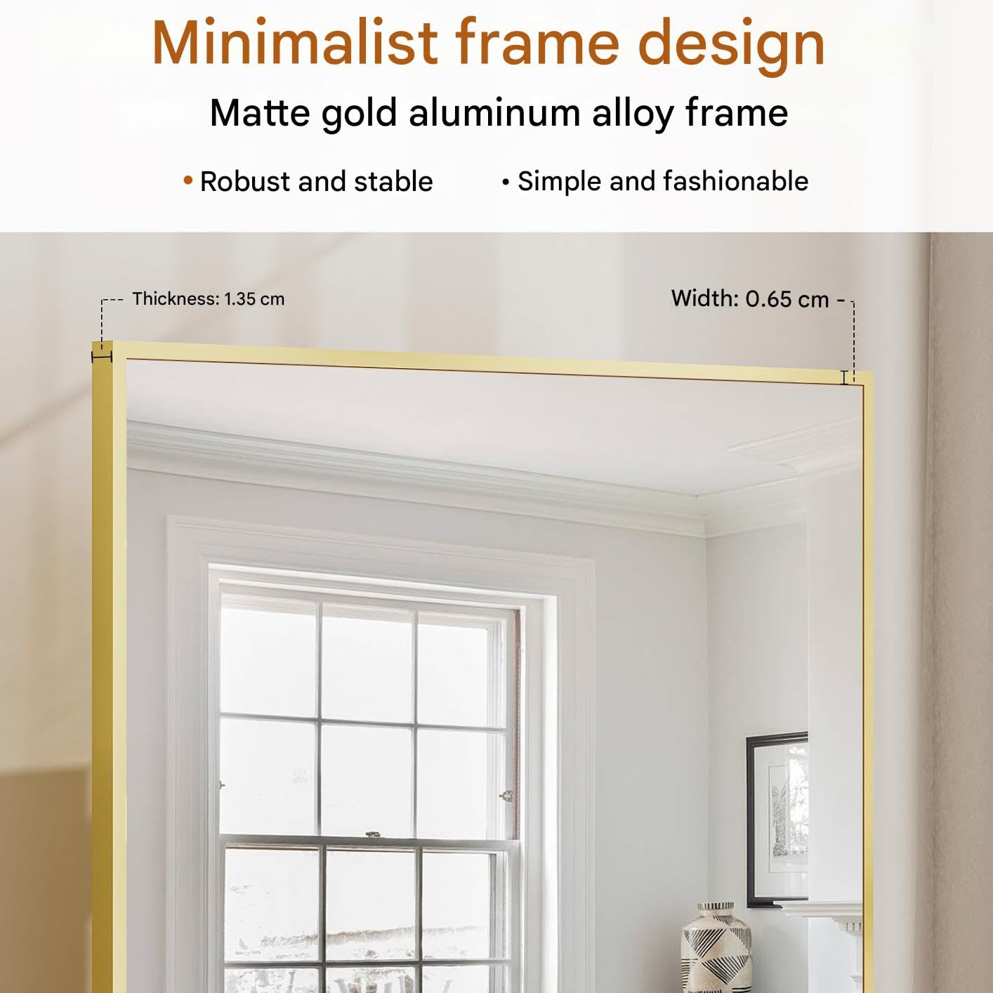 Koonmi 76x171 cm Mirror Full Length - Minimalist Modern Full Body Floor Length Mirror - Standing, Hanging, Leaning for Living Room, Black