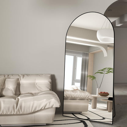 CASSILANDO Full Length Mirror165X60cm Arched Mirror, Black Floor Mirror with Standing Full Body Mirrors Hanging or Leaning Against Wall, for Cloakroom, Bedroom, Livingroom (Black)