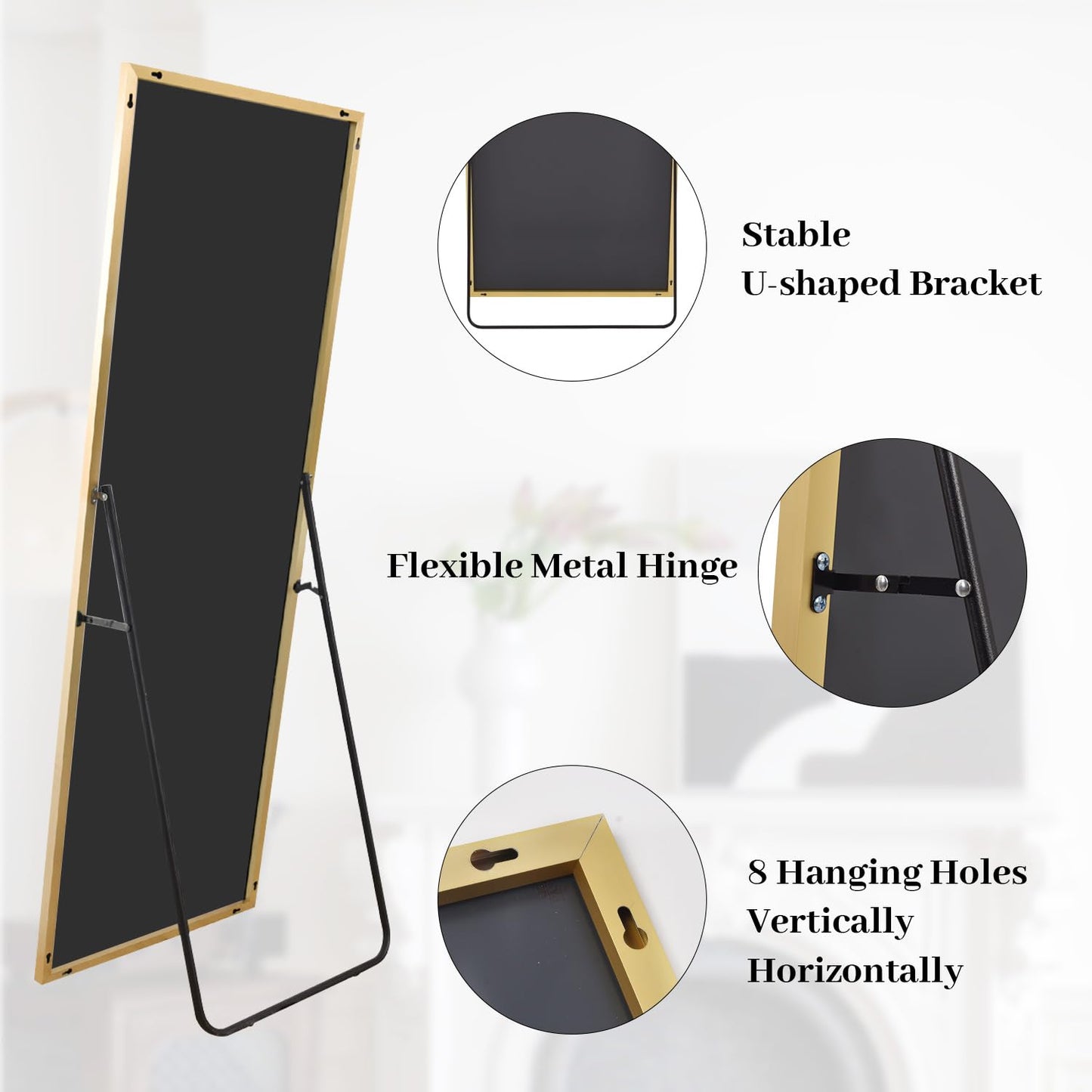 Koonmi 76x171 cm Mirror Full Length - Minimalist Modern Full Body Floor Length Mirror - Standing, Hanging, Leaning for Living Room, Black