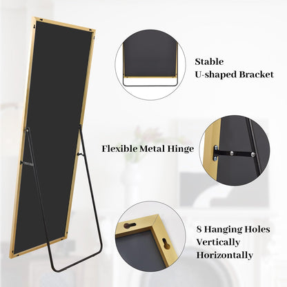 Koonmi 76x171 cm Mirror Full Length - Minimalist Modern Full Body Floor Length Mirror - Standing, Hanging, Leaning for Living Room, Black