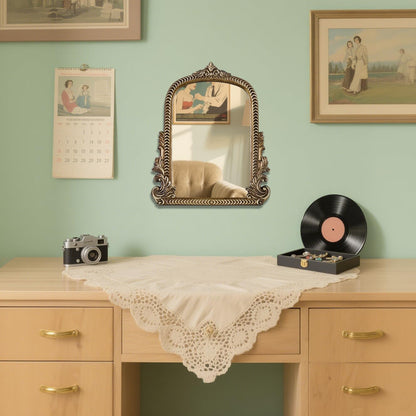 Gold Arched Mirror (40 x 50 CM) Ornate Baroque Arch Wall Mirror-for Living Rooms, Hallways, Fireplaces, Bathrooms, Entryways