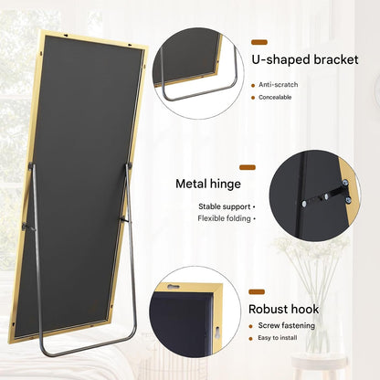 Koonmi 76x171 cm Mirror Full Length - Minimalist Modern Full Body Floor Length Mirror - Standing, Hanging, Leaning for Living Room, Black