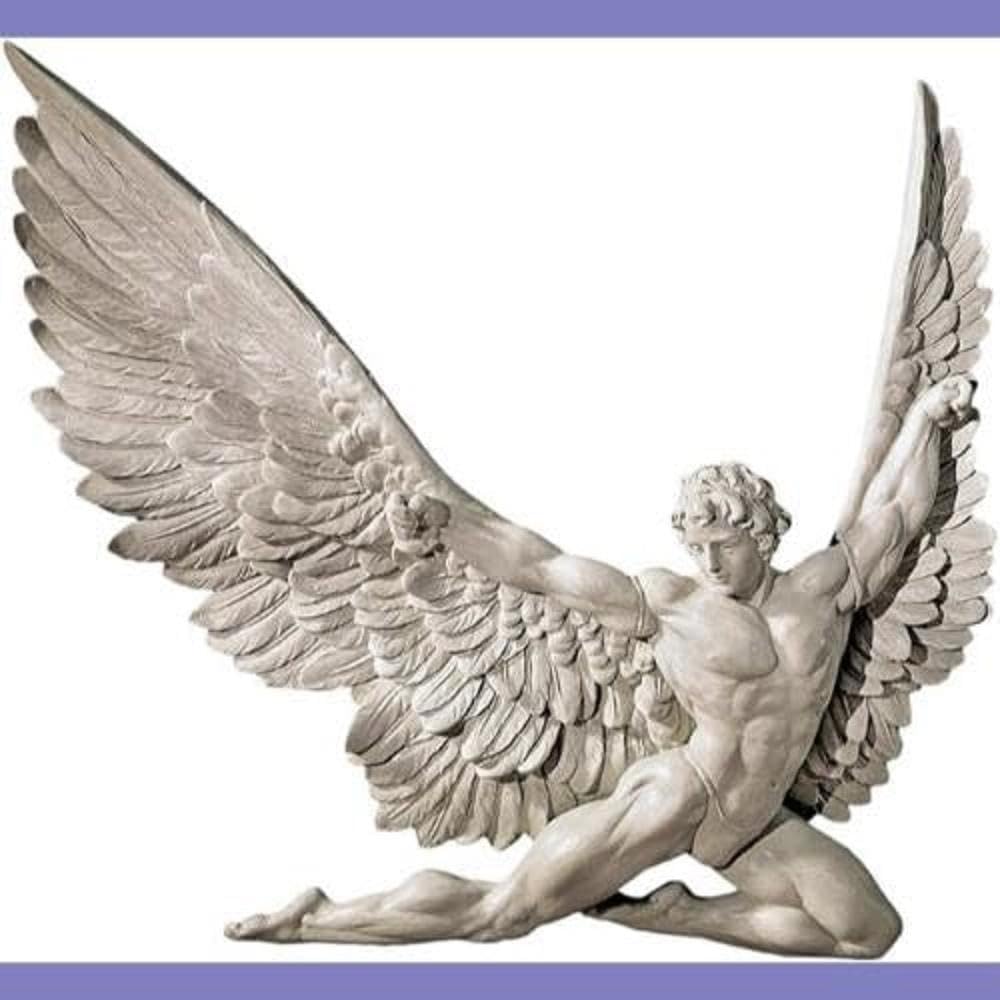 Design Toscano NG33636 Icarus Winged Man Wall Sculpture, Polyresin, Ancient Ivory, Living Room, 28 cm