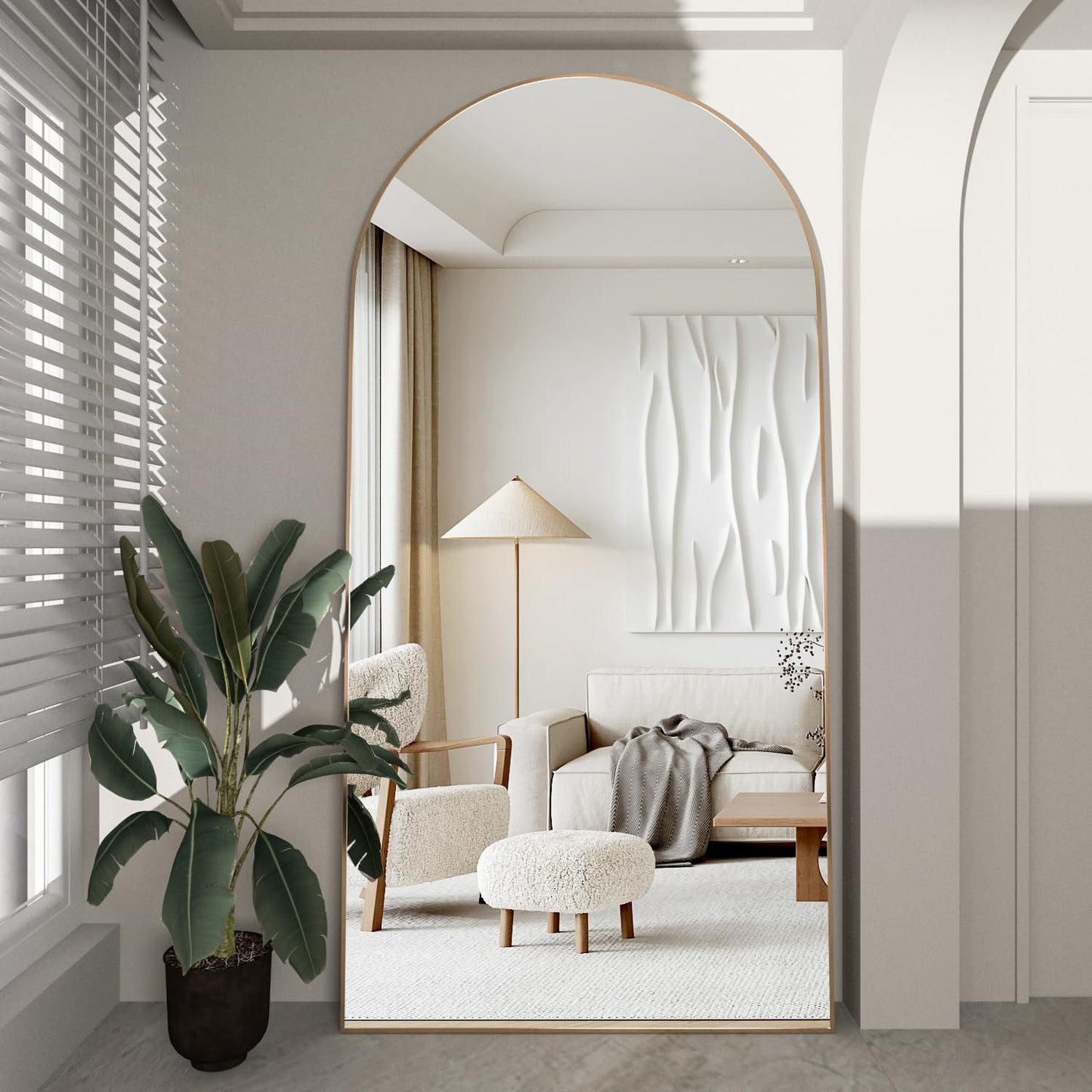 CASSILANDO Full Length Mirror165X60cm Arched Mirror, Black Floor Mirror with Standing Full Body Mirrors Hanging or Leaning Against Wall, for Cloakroom, Bedroom, Livingroom (Black)