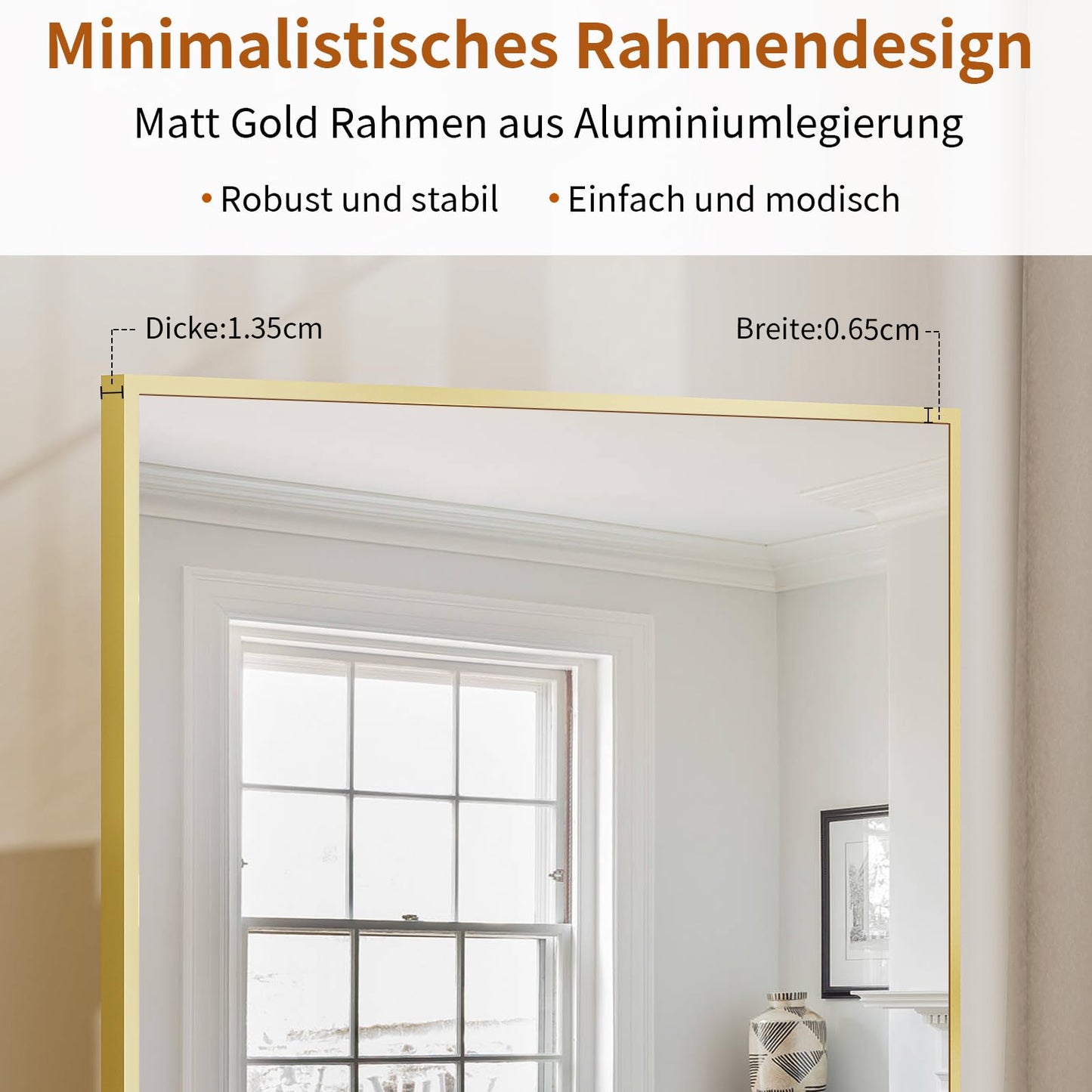 Koonmi 76x171 cm Mirror Full Length - Minimalist Modern Full Body Floor Length Mirror - Standing, Hanging, Leaning for Living Room, Black