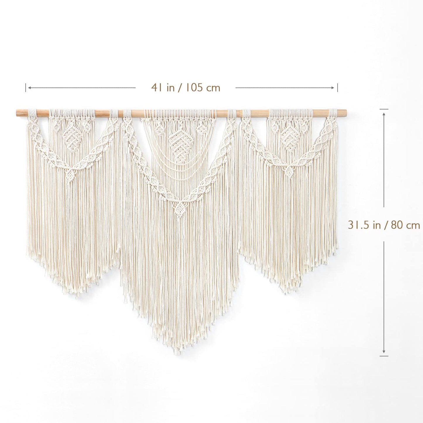 Dremisland Macrame Wall Hanging Large Boho Woven Tapestry Macrame Tassel Bead Art Cotton Rope Bohemian Wall Decor for Bedroom Living Room Apartment Backdrop