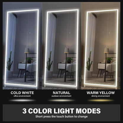 CASSILANDO Full Length Mirror165X60cm Arched Mirror, Black Floor Mirror with Standing Full Body Mirrors Hanging or Leaning Against Wall, for Cloakroom, Bedroom, Livingroom (Black)