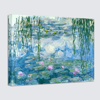 Wieco Art - Water Lilies by Claude Monet Oil Paintings Flowers Reproduction Giclee Canvas Prints Modern Landscape Artwork Picture Printed on Canvas Wall Art for Home Office Decorations