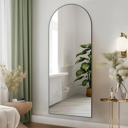 CASSILANDO Full Length Mirror165X60cm Arched Mirror, Black Floor Mirror with Standing Full Body Mirrors Hanging or Leaning Against Wall, for Cloakroom, Bedroom, Livingroom (Black)