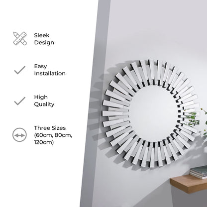Furniturebox UK Round Wall Mirror - Silver Circle Mirror (60x60cm)