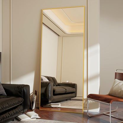 Koonmi 76x171 cm Mirror Full Length - Minimalist Modern Full Body Floor Length Mirror - Standing, Hanging, Leaning for Living Room, Black